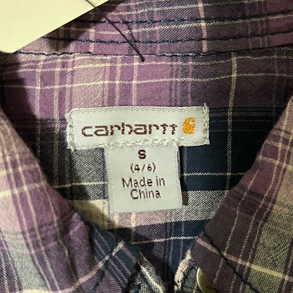 Carhartt Women's purple plaid button down shirt, new with tags - Picture 6 of 12